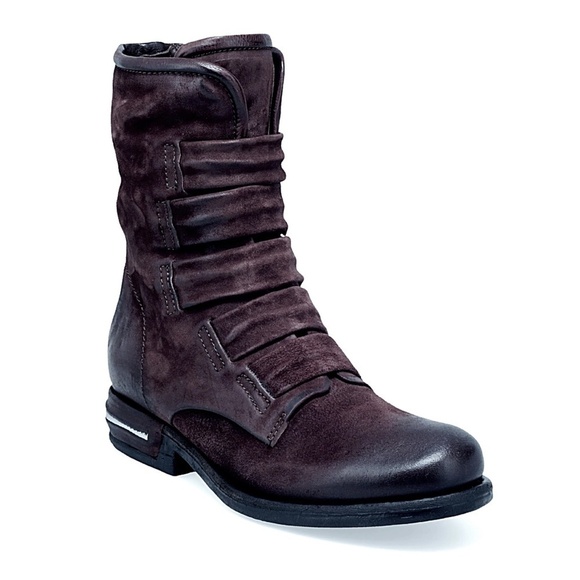 NEW A.S.98 Traver Distressed Leather Boots in Eggplant Sz. 37 (US 7) - Picture 1 of 8